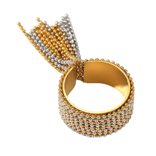 Asukohu Raffinierte Passende Schmuckverriegelungskettenringe Armband Abend Verschleiß Quasten Ringe Für Empfindliche Haut Luxus PVD Plattiert Kettenarmband von Asukohu