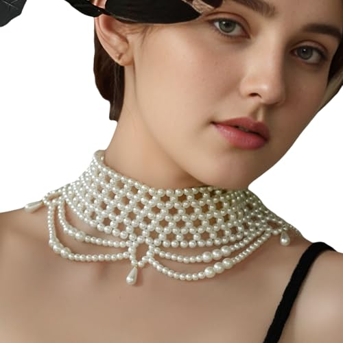 Asukohu Raffinierte Schicht Perlen Halskette Handverlesener Runde Schmuck Für Cocktailkleider Besonderes Anlass Outfits Bequemer Schmuck Für Tägliche Verschleiß von Asukohu