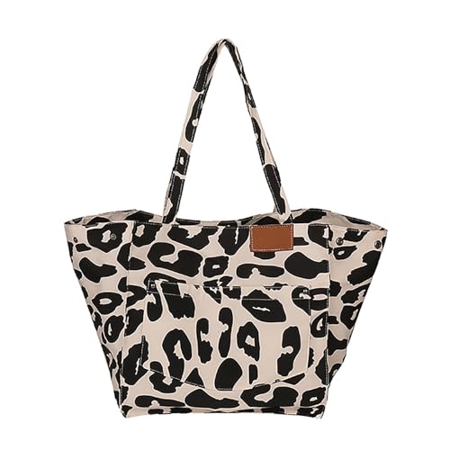 Asukohu STYLISN Umhängetasche Große Kapazität Leopard Print Nylon Handtasche Unterarmtaschen mit Fronttasche für einfachen Zugang Leopardenmuster Unterarmtasche, Schwarz , One Size von Asukohu