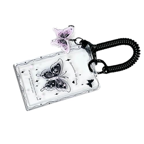 Asukohu Schiebeverschluss Kartenhülle Klar Kartenhalter Sleeve Business Protector Schieben Öffnen für Karten Mode Protector, Schwarzer Schmetterling von Asukohu