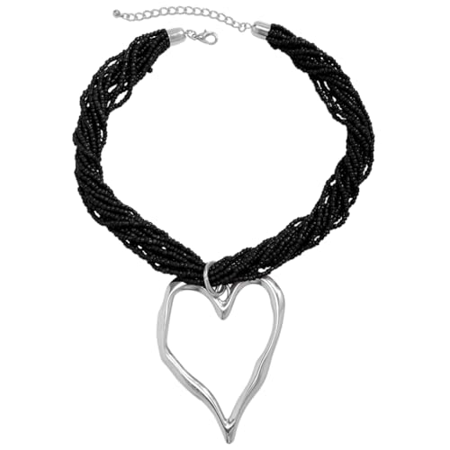 Asukohu Schlichte Halskette mit Herz-Anhänger aus Metall, modisches Halsband, Schmuck, Color, Metall von Asukohu