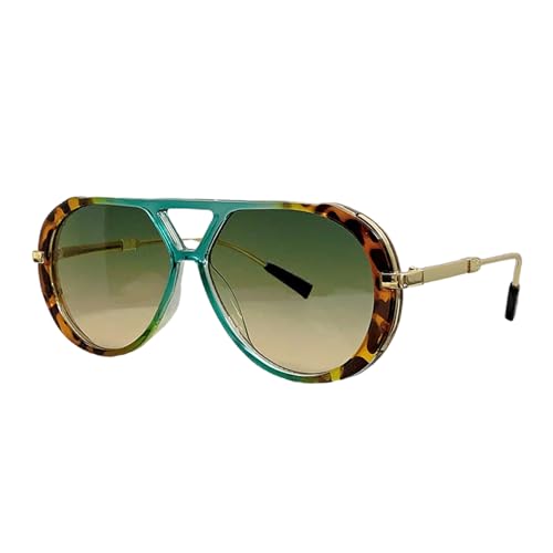 Asukohu Sonnenbrille mit Retro-Muster, Doppelbrücken-Sonnenbrille mit rundem Rahmen, Farbverlauf, für Damen, tägliches Pendeln, Outdoor-Aktivitäten, Outdoor-Aktivitäten, sonnenfeste Brillen von Asukohu