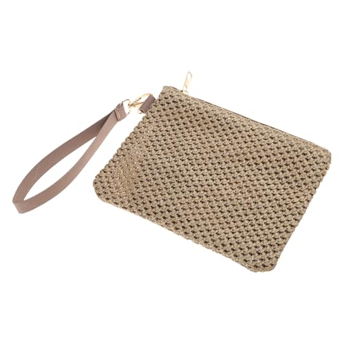 Asukohu Stilvolle Damen-Handtasche, handgewebt, Stroh, einfarbig, kleiner Umschlag, Handtasche mit Handgelenkschlaufe für Strand, Urlaub, gewebte Handgelenktasche, coffee, One Size Asukohu Stilvolle Damen-Handtasche, handgewebt, Stroh, einfarbig, kleiner Umschlag, Handtasche mit Handgelenkschlaufe für Strand, Urlaub, gewebte Handgelenktasche, coffee, One Size von Asukohu