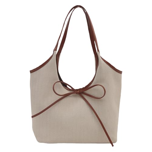 Asukohu Stilvolle Große Kapazität PU Leder Umhängetasche Mit Bögen Dekoration Satchel Unterarmtasche Für Pendeln Und Ungezwungene Reisebögen Designhandtasche von Asukohu