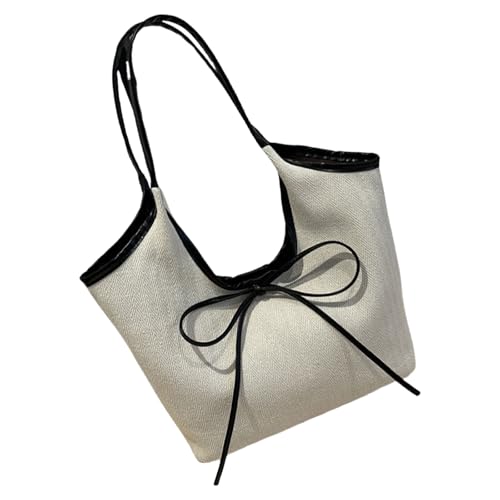 Asukohu Stilvolle Große Kapazität PU Leder Umhängetasche Mit Bögen Dekoration Satchel Unterarmtasche Für Pendeln Und Ungezwungene Reisebögen Designhandtasche von Asukohu