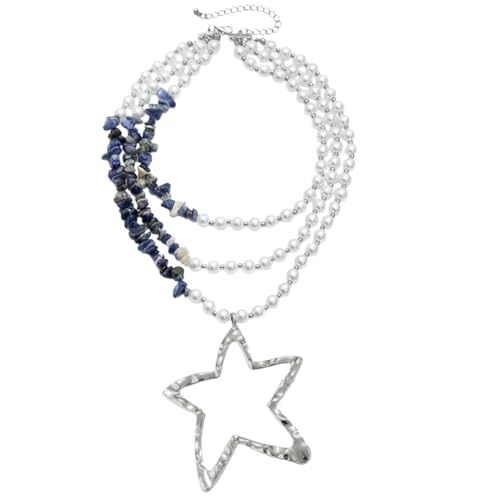 Asukohu Stilvolle Perlen-Halskette mit Stern-Anhänger, mehrschichtige Damen-Halskette, Style 5, Imitationsperle von Asukohu