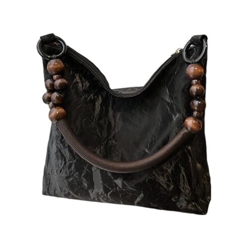 Asukohu Stilvolle Schultertasche mit Perlen und chinesischem Kulturmuster, PU-Leder, Unterarmtasche, Handtasche für modische Frauen, vielseitige Damengeldbörse, Schwarz , One Size Asukohu Stilvolle Schultertasche mit Perlen und chinesischem Kulturmuster, PU-Leder, Unterarmtasche, Handtasche für modische Frauen, vielseitige Damengeldbörse, Schwarz , One Size von Asukohu