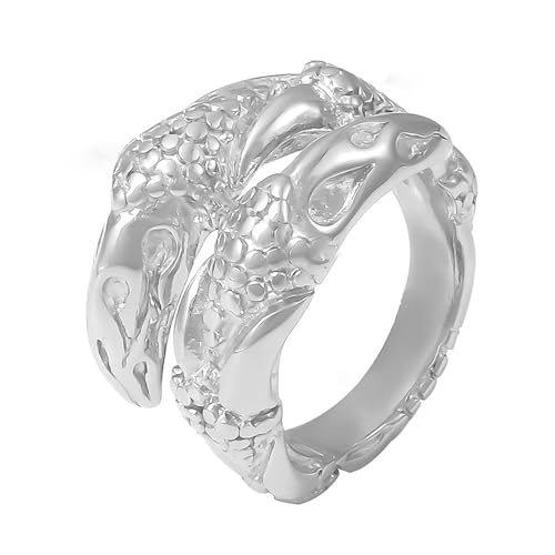 Asukohu Trendige, strukturierte Ringe, Verzierung, verstellbare Schlangenringe mit gehämmerter Textur für einzigartige Stile und den täglichen Gebrauch, verstellbar, offen, Einheitsgröße, Wie von Asukohu