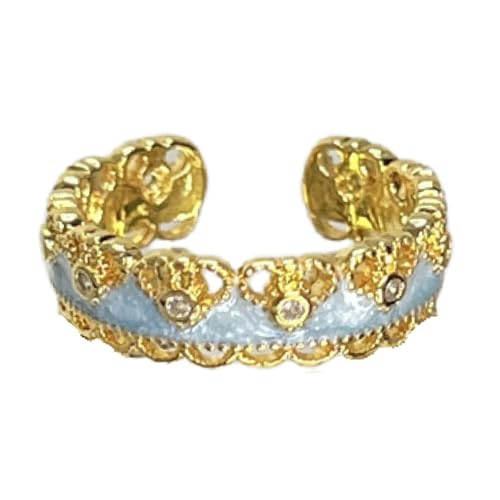 Asukohu Verstellbare Spitzenringe im chinesischen Stil mit glänzender Emaillierung für stilvolle Fingeraccessoires, einzigartige Schichtspitze, stapelbare Ringe, Einheitsgröße, Wie beschrieben, Wie von Asukohu