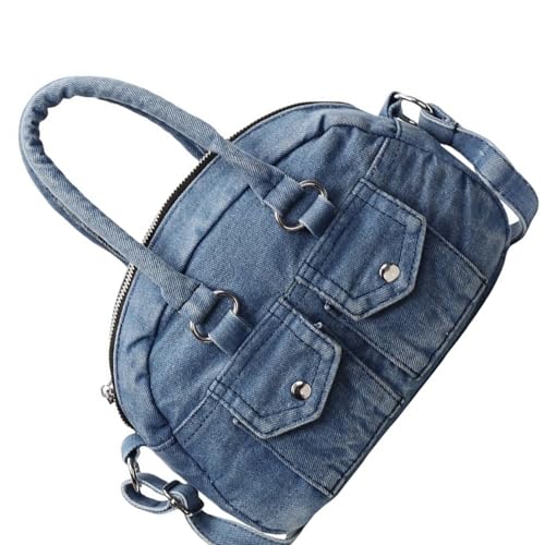Asukohu Vintage Jeans Motorradstile Crossbody Bag Multi Taschen Umhängetaschen Praktische Handtasche Für Reisen Oder Tägliche Pendelmessenbag Mit Mehreren Taschen von Asukohu