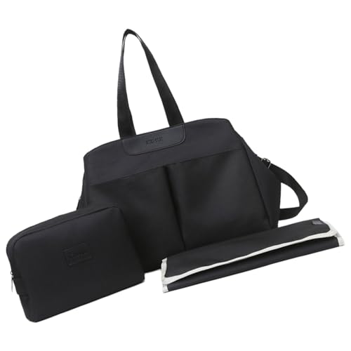 Asukohu Wickeltasche für Kinderwagen, zum Aufhängen, Umhängetasche, Handtasche, großes Fassungsvermögen, für Mütter mit Wickelunterlage und klein, Schwarz Asukohu Wickeltasche für Kinderwagen, zum Aufhängen, Umhängetasche, Handtasche, großes Fassungsvermögen, für Mütter mit Wickelunterlage und klein, Schwarz von Asukohu