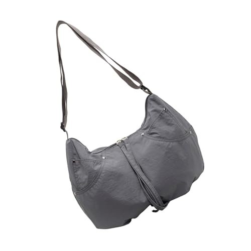 Asukohu Zarte Nylon-Knödeltaschen mit geräumigem Fach für Damen, elegante Schultertasche, Umhängetasche, ästhetische Umhängetasche, grau, One Size Asukohu Zarte Nylon-Knödeltaschen mit geräumigem Fach für Damen, elegante Schultertasche, Umhängetasche, ästhetische Umhängetasche, grau, One Size von Asukohu