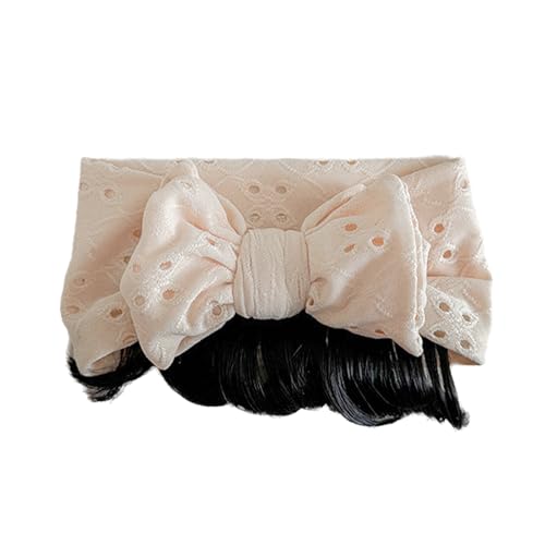 Atmungsaktives Haarband für Neugeborene, mit Schleife, Kunsthaar, Pony, weiches Baby-Stirnband, bequemes und stilvolles Accessoire für Babys von Asukohu