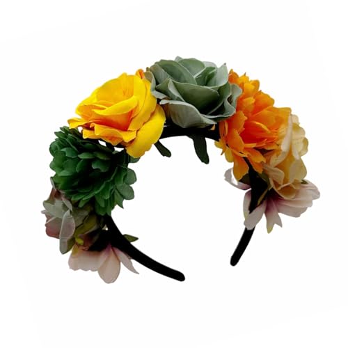 Buntes Rosen-Stirnband für Musikfestival, künstlicher Blumenkranz, Haarreif, Hochzeit, Braut, Verkleidungszubehör von Asukohu