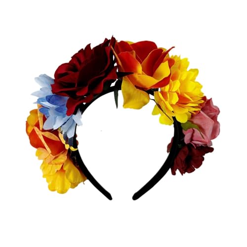 Buntes Rosen-Stirnband für Musikfestival, künstlicher Blumenkranz, Haarreif, Hochzeit, Braut, Verkleidungszubehör von Asukohu