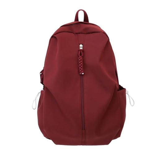 Einfarbige Schultasche mit Kordelzug-Taschen, großes Fassungsvermögen, Nylon-Rucksack, Studenten-Büchertasche für Damen und Herren von Asukohu