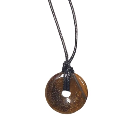 Einzigartige Aventurin-Halskette mit rundem Stein-Anhänger mit bequemer Lederschnur, besondere Geschenke für Männer und Frauen, Lederhalskette, Unisex, Tiger stone 30MM, Wie beschrieben, Wie von Asukohu