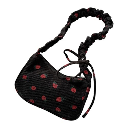Einzigartige gerüschte Umhängetasche, auffälliges Erdbeer-Design, Schultertasche, geeignet für verschiedene Stile und Anlässe, verstellbarer Riemen, Schwarz , One Size Einzigartige gerüschte Umhängetasche, auffälliges Erdbeer-Design, Schultertasche, geeignet für verschiedene Stile und Anlässe, verstellbarer Riemen, Schwarz , One Size von Asukohu
