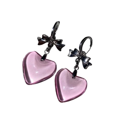 Einzigartiges Dunkles Thema Herzstollen Ohrringe Mit Bowknot Detail Leichter Komfort Hypoallergen Für Empfindliche Ohren Eleganter Herzförmiger Ohrschmuck von Asukohu