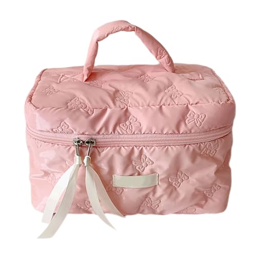 Eleagnt Make-up-Tasche, Kosmetiktasche mit Schleifen-Design, für Damen und Mädchen, die stilvolle und funktionale Aufbewahrung lieben, tragbare Turnbeutel, B, Mass Beauty von Asukohu