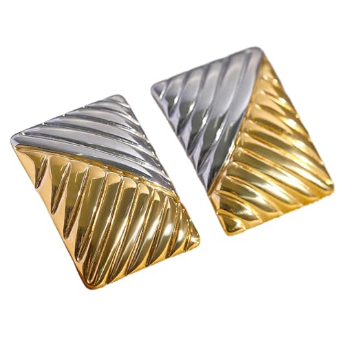 Elegante Goldene Und Silberne Geometrische Stollen Ohrringe Elegante Zwei Ton Ohr Accessoires Moderner Frauenschmuck Moderner Frauenschmuck von Asukohu