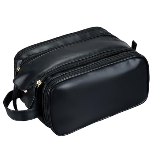 Elegante Reise-Kosmetiktasche mit großem Fassungsvermögen, stilvolle Make-up-Tasche aus PU-Leder, organisiert, für Damen und Mädchen, Make-up-Zubehör, Schwarz , Mass Beauty Elegante Reise-Kosmetiktasche mit großem Fassungsvermögen, stilvolle Make-up-Tasche aus PU-Leder, organisiert, für Damen und Mädchen, Make-up-Zubehör, Schwarz , Mass Beauty von Asukohu
