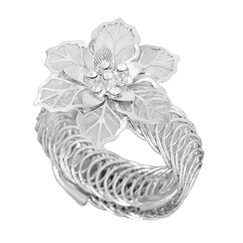 Elegante Robuste Legierungsblume Open Manschette Armband Anpassbare Passform Für Stilvolle Fachkräfte Und Studenten Casual Wear Flower Designs Armband von Asukohu