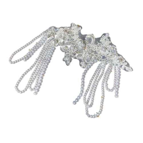 Elegante Spitzen-Haarspange, schönes Perlen-Stirnband, Verzierung, Kopfschmuck für Hochzeit und Party, Frisuren, einzigartige Spitzenstickerei, Haarspange mit Quasten für modebewusste Menschen von Asukohu