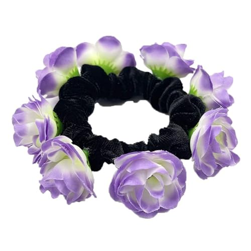 Elegante künstliche Blumen-Haargummis für Frauen, elastisches Haargummi, französische Haargummis, Pferdeschwanz-Halter von Asukohu