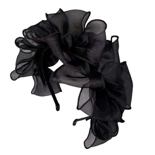 Elegantes Netz-Stirnband mit Fliege, hoher Totenkopf-Haarband, französische Spitze, Blumen-Haarreif für weibliche Teaparty-Haarformung von Asukohu