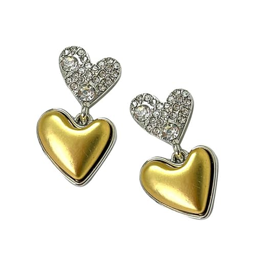 Entzückende Herzohrohrstifte Accessoires Frauen Schmuck Golden Ohrringe Legierungstextur Geeignet Für Alltägliche Kleidung Herzohrringe von Asukohu