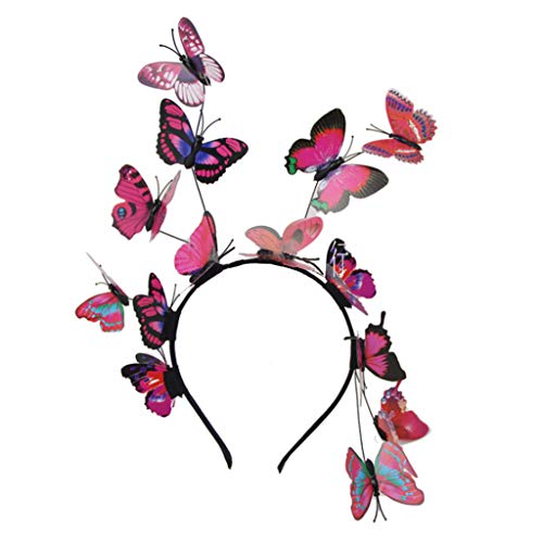 Fascinator für Damen und Mädchen, Waldfee, bunt, künstliche Schmetterlinge, Flügel, Wildhaarreifen, Foto-Kopfschmuck, Stirnband zum Waschen des Gesichts von Asukohu