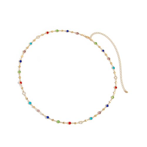Funkelnder Regenbogen-Kristall-Taillengürtel, trendiges Körperkette, modisches Accessoire, Partys und besondere Anlässe, stilvolle Taillenverzierung aus Legierung, Einheitsgröße, Wie beschrieben, Wie von Asukohu