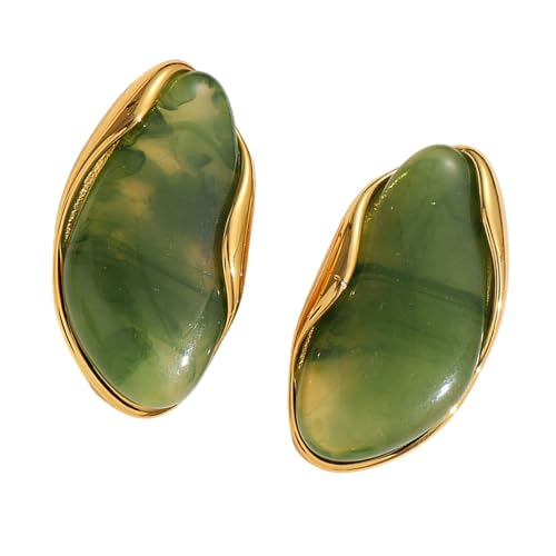 Geometrische Musterharzohrringe Handgefertigt Vergoldete Ohrstollen Aus Edelstahl Ohrhörer Für Tägliche Anlässe Goldplattiert Geometrische Ohrringe von Asukohu