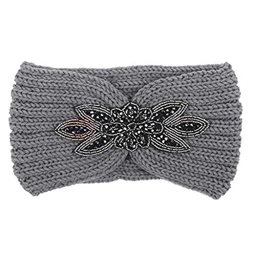 Gestricktes Haarband für Damen, Blume für Perlen, Ohrenwärmer, breit für H-Perlen zur Schmuckherstellung für Kinder von Asukohu