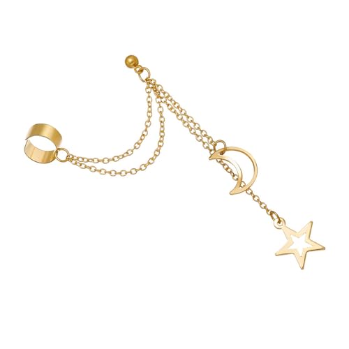 Gold Silberlegierung Ohrclip Mit Moonstar Charme Für Frauen Mädchen Handgefertigte Schmuck Geometrische Accessoires Party Schmuck Clip Für Mädchen von Asukohu