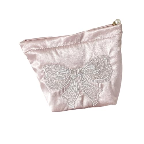 Große Kapazität, wasserdichte Make-up-Tasche mit schimmerndem Schleifen-Design, tragbarer Reise-Kosmetik-Organizer für Damen, große Kapazität, Satin-Organizer, Make-up-Organizer, mehrfarbig, S von Asukohu