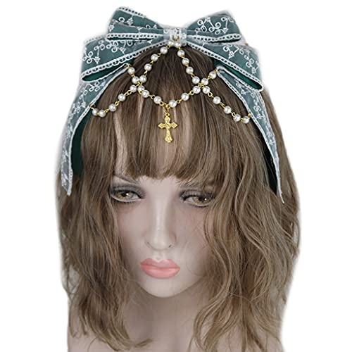 Großes Spitzen Stirnband Mehrschichtiges Spitzen Haarband Wunderschönes Ketten Haarband Süße Accessoires Große Schleifen Stirnbänder Für Mädchen Haarband von Asukohu