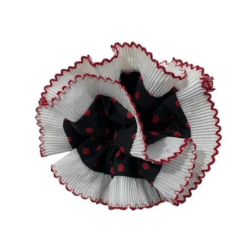 Haargummi mit französischem Spitzenbesatz für Damen, ästhetisch, gepunktet, doppellagig, für den lässigen und formellen Gebrauch von Asukohu