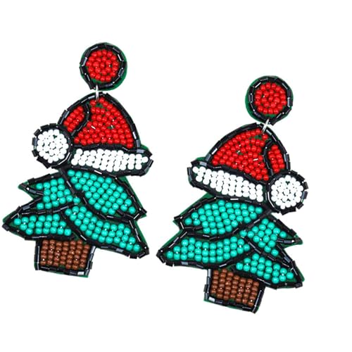 Handgefertigte Perlen Strass Weihnachtsbaum Ohrringe Mode Festlich Ohr Zubehör Freund und Familie Leichte Perlenohrringe, Einheitsgröße, Wie beschrieben, Wie beschrieben von Asukohu
