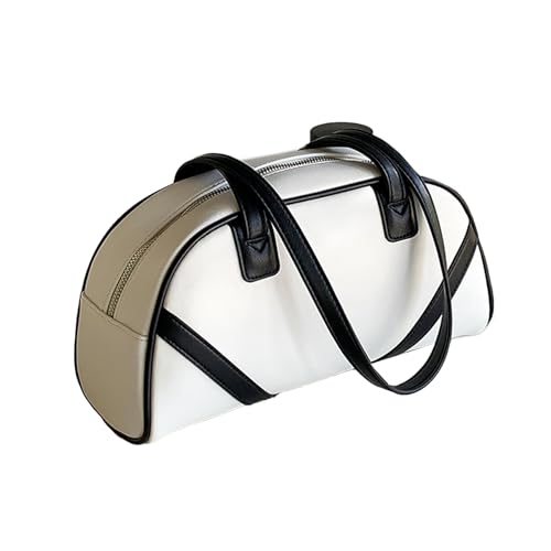 Koreanische Stile Farbblockierte Umhängetasche, vielseitige PU-Leder-Unterarmtasche, modische Patchwork-Handtasche mit Reißverschluss für Damen, weiß, One Size Koreanische Stile Farbblockierte Umhängetasche, vielseitige PU-Leder-Unterarmtasche, modische Patchwork-Handtasche mit Reißverschluss für Damen, weiß, One Size von Asukohu