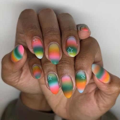 Künstliche Fingernägel, kurz, Mandel, zum Aufkleben, zum Aufkleben, für Damen und Mädchen, zum Aufkleben von Asukohu