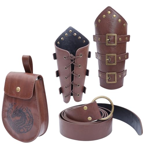Mittelalterlicher Ledergürtel, Ledergürtel, Gürteltasche, Münzgeldbörse und mittelalterlicher Armschutz für Herren, Halloween, Musikfestival, C, Einheitsgröße, Mass Beauty Mittelalterlicher Ledergürtel, Ledergürtel, Gürteltasche, Münzgeldbörse und mittelalterlicher Armschutz für Herren, Halloween, Musikfestival, C, Einheitsgröße, Mass Beauty von Asukohu