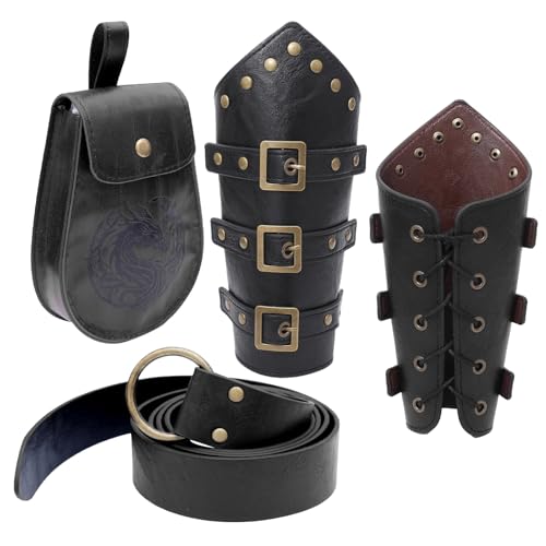 Mittelalterlicher Ledergürtel, Ledergürtel, Gürteltasche, Münzgeldbörse und mittelalterlicher Armschutz für Herren, Halloween, Musikfestival, F, Einheitsgröße, Mass Beauty Mittelalterlicher Ledergürtel, Ledergürtel, Gürteltasche, Münzgeldbörse und mittelalterlicher Armschutz für Herren, Halloween, Musikfestival, F, Einheitsgröße, Mass Beauty von Asukohu