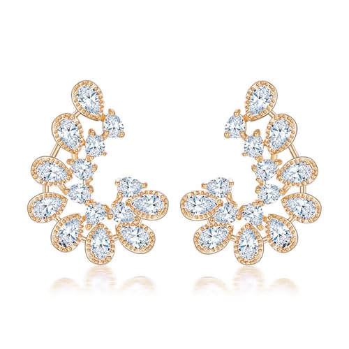 Moderne Stollen Ohrringe Mit Kubischen Zirkonia Detail Party Statement Kupferstruktur Für Einen Raffinierten Look Komfortable Tägliche Verschleiß von Asukohu