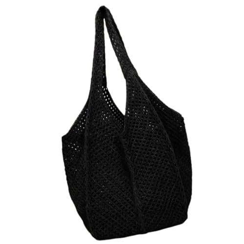 Modische gehäkelte Netz-Strandtasche für Damen, Schultertasche, Handtasche, Urlaubszubehör für Urlaub, Abenteuer, Freizeit, Einkaufen, Schwarz , One Size Modische gehäkelte Netz-Strandtasche für Damen, Schultertasche, Handtasche, Urlaubszubehör für Urlaub, Abenteuer, Freizeit, Einkaufen, Schwarz , One Size von Asukohu