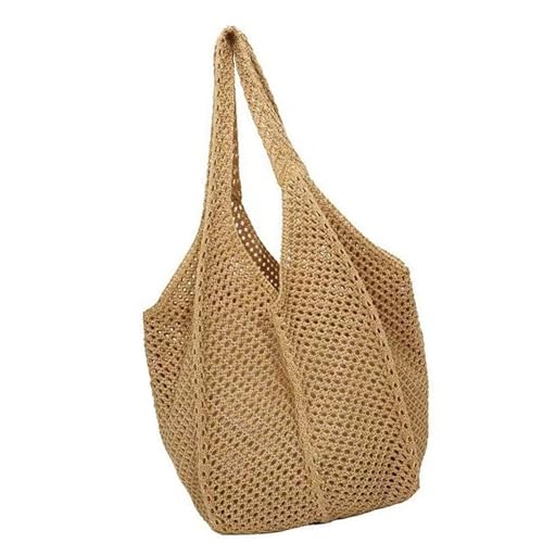 Modische gehäkelte Netz-Strandtasche für Damen, Schultertasche, Handtasche, Urlaubszubehör für Urlaub, Abenteuer, Freizeit, Einkaufen, khaki, One Size Modische gehäkelte Netz-Strandtasche für Damen, Schultertasche, Handtasche, Urlaubszubehör für Urlaub, Abenteuer, Freizeit, Einkaufen, khaki, One Size von Asukohu
