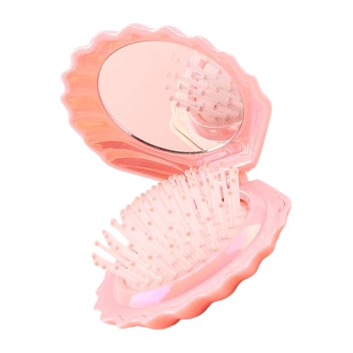 Muschelförmiger Kamm, luftgepolsterte faltbare Haarbürste, kompaktes Reise-Design, für Frauen und Mädchen, Geschenk, violetter Faltkamm von Asukohu