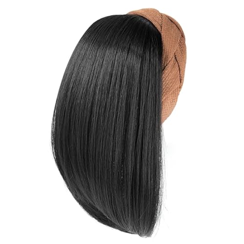 Natürlich aussehendes Haarteil für schnelle Frisur, hoher Totenkopf-Stirnband, Haarverlängerung für Damen, mit Hochtemperatur-Faser-Haar-Accessoire von Asukohu