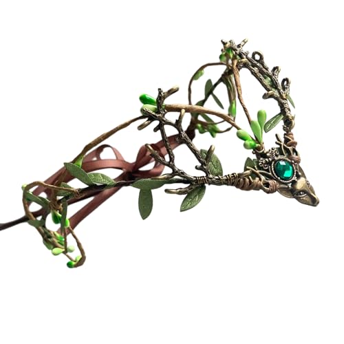 Naturstil, Horn-Kopfbedeckung mit Ranken- und Blatt-Design, Diadem, Haarreif für Musikfestival, Hochzeit und Fotografie von Asukohu